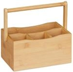 Relaxdays Besteckhalter Bambus Natur 4 F&auml;cher 23 cm x 25 cm x 15,5 cm 0,7 kg