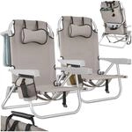 Tectake Aluminium Strandstuhl Coral Klappbar Mit Rucksackfunktion Wetterfest und Uv