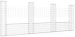 vidaXL Gabionenkorb U-Form mit 4 S&auml;ulen Eisen 380x20x150 cm 151284