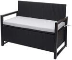 PROREGAL Poly-Rattan 2er Sitzbank HxBxT 87x117x57cm Gartenbank Truhenbank...