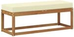 vidaXL Outdoor Hockerbank mit Kissen Natur und Creme 115 x 43 x 45 cm 900670