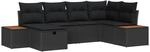vidaXL Gartensofa-Set mit Kissen mit Speicher Schwarz Poly-Rattan 3360962