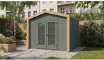 Weka Holz-Gartenhaus Killarney Satteldach Grau-Gr&uuml;n Lasiert 311 cm x 313 cm
