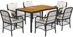 vidaXL 7-Tlg Garten-Essgruppe mit Kissen Schwarz Poly Rattan 3212039