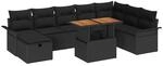 vidaXL Garten-Sofa-Set mit Kissen 9-Tlg Schwarz Poly Rattan 3359929