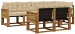 vidaXL Outdoor-Sofagarnitur mit Kissen 7 Stk Natur und Beige 3382021