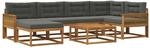 vidaXL Outdoor-Sofagarnitur mit Kissen 7 Stk Natur und Anthrazit 3382730