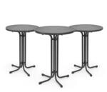 Beautissu Bellini Stehtisch &Oslash;70xH110cm Grau 3tlg