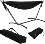 ML-Design Doppel H&auml;ngematte mit Stahlgestell Schwarz 2 Personen Indoor Outdoor