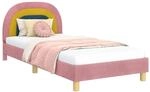 vidaXL Kinderbettgestell mit Kopfteil Rosa 90 x 190 cm Samt 42011011
