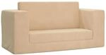 vidaXL Kinder-Schlafsofa 2-Sitzer Creme Weicher Pl&uuml;sch 357037