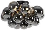 QAZQA Design Deckenleuchte Schwarz mit Rauchglas 4 Lampen Uvas