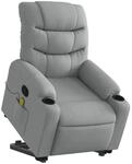 vidaXL Massagesessel mit Aufstehhilfe Hellgrau Samt Modell 14