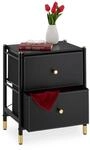Relaxdays Beistellschrank Stahl Schwarz Mit 2 Schubladen 55,5 cm x 46 cm x 33 cm 5,6