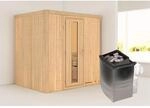 Karibu Sauna Bjar mit T&uuml;r u. Ofen mit Int. Steuerung 196 x 151 x 198 cm