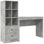 vidaXL Schreibtisch mit Schubladen 2-Tlg Beton Grau 3337332