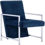 vidaXL Sessel mit verchromten F&uuml;&szlig;en Blau Samt