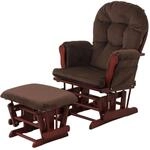 MCW Relaxsessel C76 mit Hocker Stoff Cord &Ouml;ko-Tex Braun Gestell Dunkel