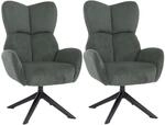 MCW 2er-Set Esszimmerstuhl Q54 Drehbar Metall Cord Gr&uuml;n