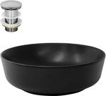 ML-Design Waschbecken aus Keramik in Schwarz Matt 415x135 mm und Ablaufgarnitur