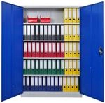 PROREGAL Fl&uuml;gelt&uuml;renschrank ELEPHANT HxBxT 180x120x40cm 4 Fachb&ouml;den Blau-Grau