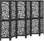 vidaXL 6 Tlg Paravent Schwarz Massivholz Paulownia 358761
