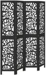 vidaXL 4 Tlg Paravent Schwarz Massivholz Paulownia 358755