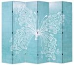 vidaXL Raumteiler Klappbar 228 x 170 cm Schmetterling Blau 245888