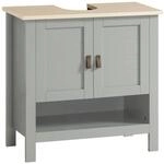 SoBuy Waschbeckenunterschrank Badschrank mit 2 T&uuml;ren und 1 Fach 60x60x30cm Grau