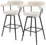 ML-Design Barhocker Drehbar 2Er Set Beige mit Teddy-Stoff 76 cm Hoch