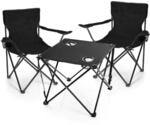 BigDean 2 St&uuml;ck Campingst&uuml;hle & Campingtisch Faltbar Schwarz Campingtisch mit