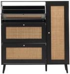 MCW Rattan-Schuhkipper M37 127x120x24cm Holz Melamin Schwarz