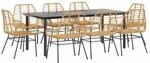 vidaXL 9-Teiliges Garten-Esszimmerset Poly Rattan Glas 3334547