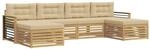 vidaXL Sofagarnituren 6 Stk Wei&szlig; und Beige Massivholz Akazie 3390938
