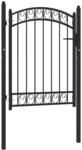 vidaXL Zauntor mit Gew&ouml;lbter Spitze Stahl 100x125 cm Schwarz 146369