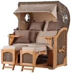 bene,iving Strandkorb Komplettset Ammersee Teak Bullauge PE Grau Modell 510