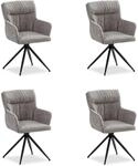 Homestyle4u 4er Set Polsterst&uuml;hle Drehbar in Grau 2848
