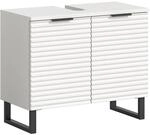 Waschbeckenunterschrank Riff Wei&szlig; Nachbildung 59 cm x 70 cm x 34 cm