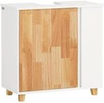 SoBuy Waschbeckenunterschrank mit 2 offenen F&auml;cher Holz Wei&szlig; 60 cm BZR75-W
