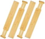 Relaxdays Schubladentrenner Bambus Natur Verstellbar 6 cm x 1,5 cm x 55 cm