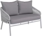 MCW Aluminium-Gartenbank P90 Seilgeflecht Rope Stoff/Textil Hellgrau