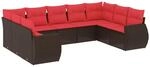 vidaXL 9-Tlg Gartensofa-Set mit Kissen Braun Polyrattan 3221803