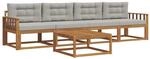 vidaXL Outdoor-Sofagarnitur mit Kissen 5 Stk Natur und Hellgrau 3367154