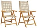 vidaXL Gartenst&uuml;hle 2 Stk Beige Massivholz Akazie und Poly Rattan 367653