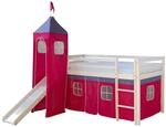 Homestyle4u Hochbett 90x200 Wei&szlig; Vorhang Pink 1553