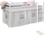Homestyle4u Hochbett 90x200 mit Vorhang und Lattenrost Wei&szlig; Sterne 2765