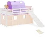 Homestyle4u Kinder Hochbett 90x200 Rutsche Peach Lila Kinderbett 2958