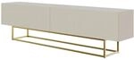 Selsey TV-Lowboard Veldio mit Lamellenfront 175 cm Greige mit Goldenem Gestell
