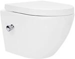 LuxeBath Sp&uuml;lrandloses H&auml;nge WC Keramik Wei&szlig; mit Bidet-Funktion Kurz 49 cm