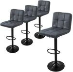 ML-Design Barhocker 4Er Set aus Kunstleder Anthrazit mit R&uuml;ckenlehne Fu&szlig;st&uuml;tze